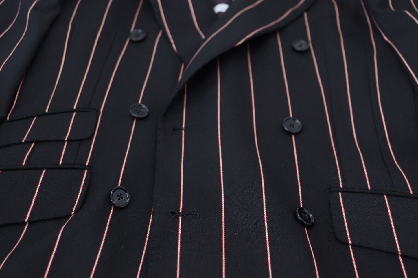 Dolce & Gabbana Blazer à rayures noires en viscose à double boutonnage