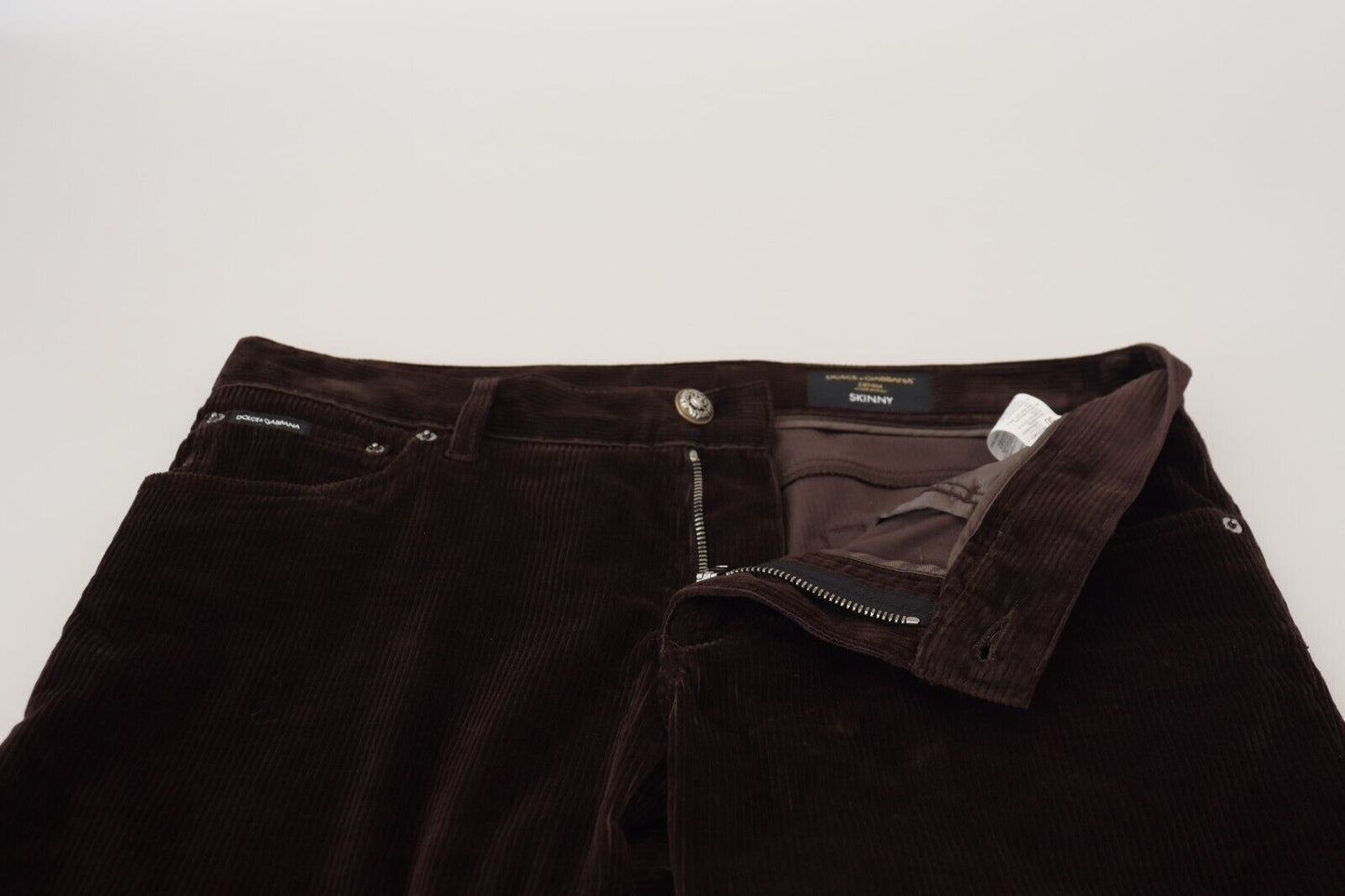 Pantalon habillé en velours côtelé marron pour homme de Dolce & Gabbana