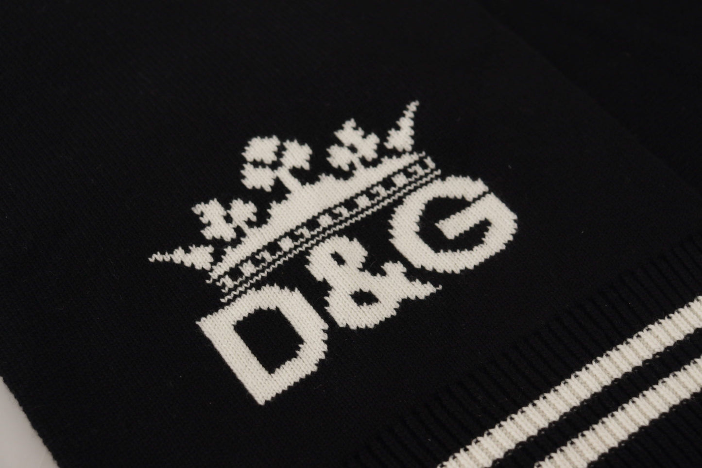Écharpe châle en cachemire imprimé DG en coton noir et blanc Dolce & Gabbana