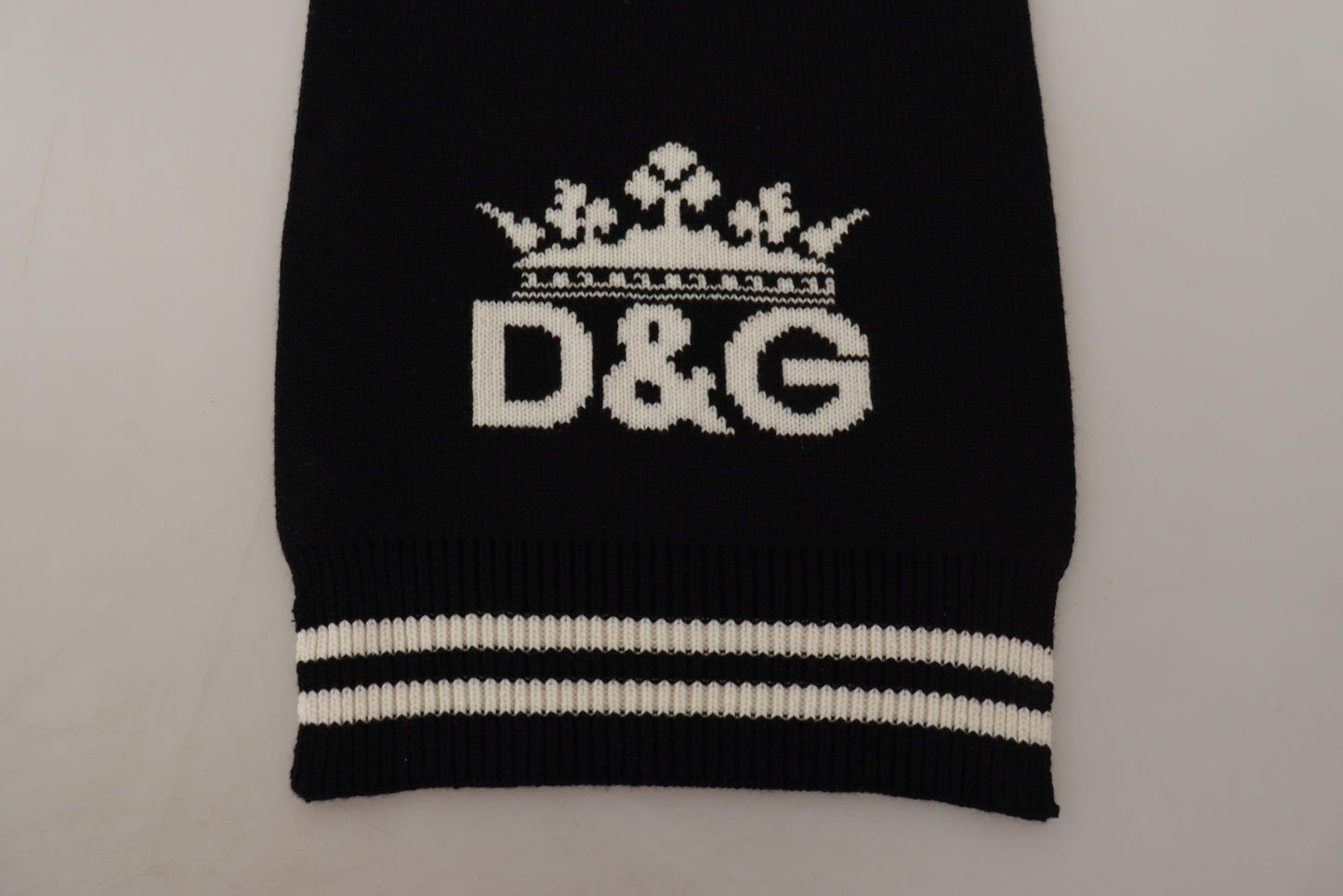 Écharpe châle en cachemire imprimé DG en coton noir et blanc Dolce & Gabbana