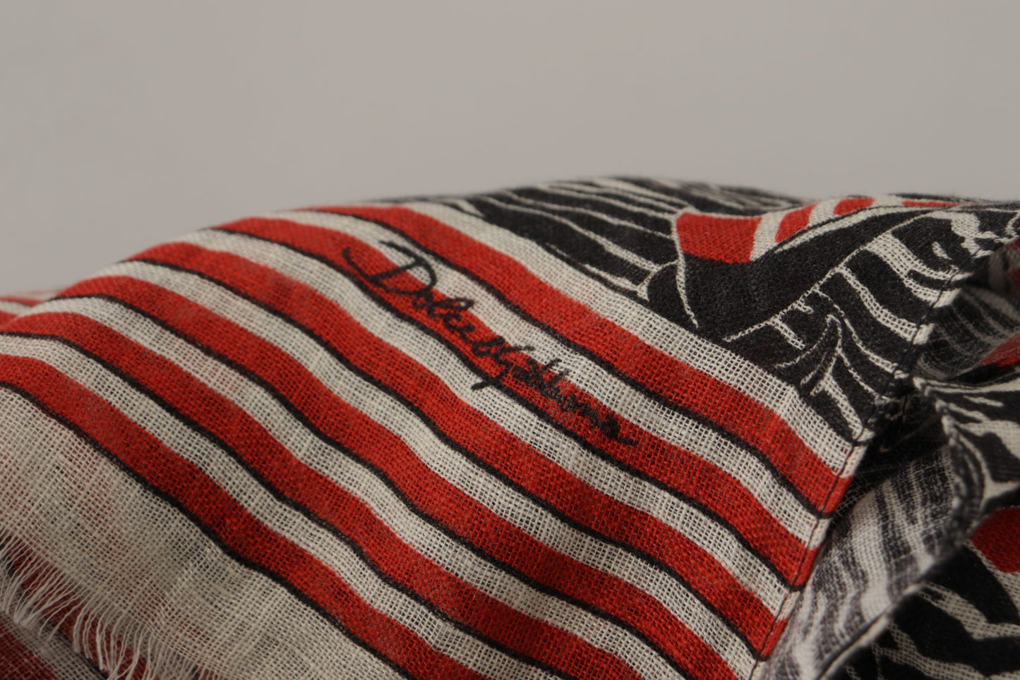 Foulard châle Dolce & Gabbana en lin noir et rouge à rayures voiliers
