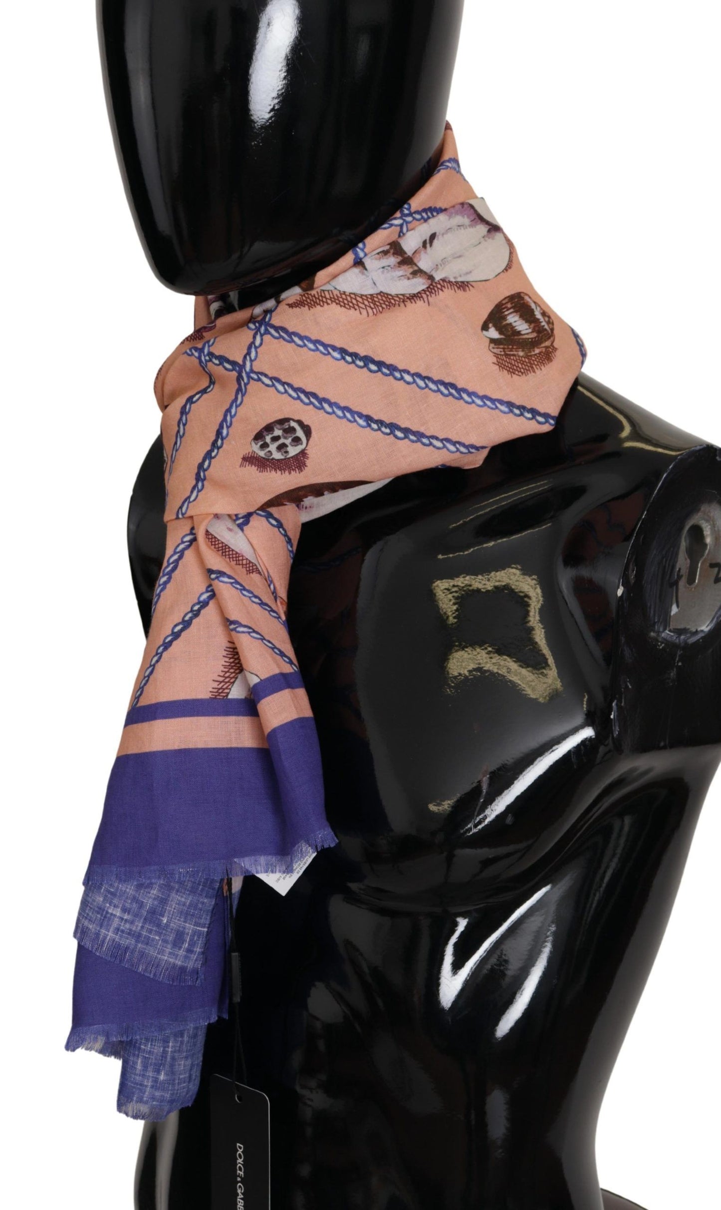 Foulard châle en lin bleu à motif coquillages Dolce & Gabbana pour homme