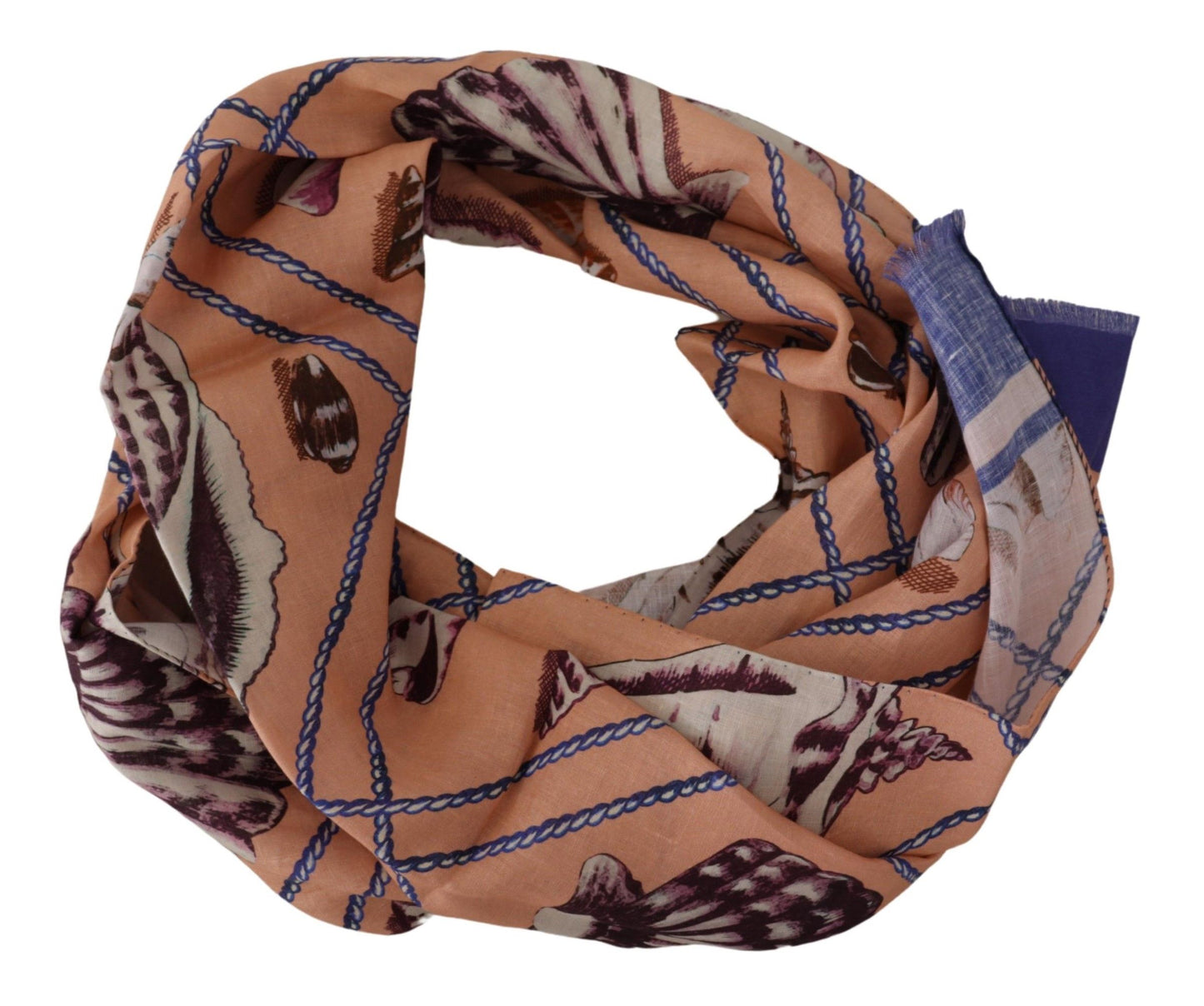 Foulard châle en lin bleu à motif coquillages Dolce & Gabbana pour homme