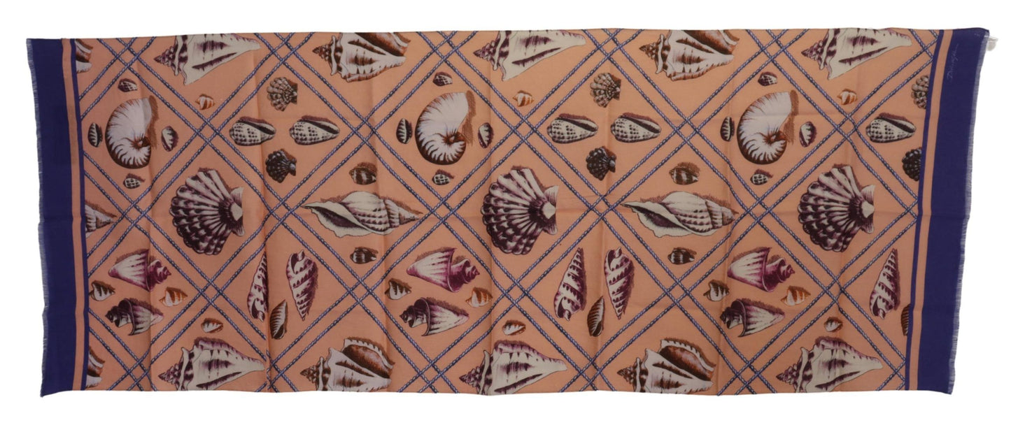 Foulard châle en lin bleu à motif coquillages Dolce & Gabbana pour homme