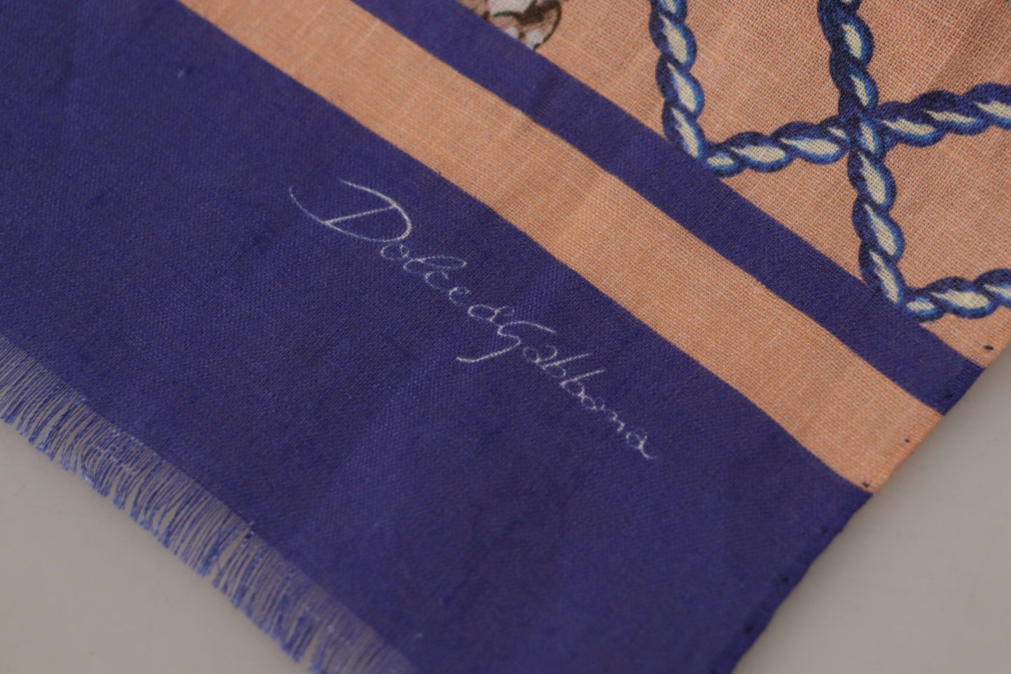 Dolce & Gabbana Blauwe Linnen Zeeschelppatroon Heren Omslagdoek Sjaal