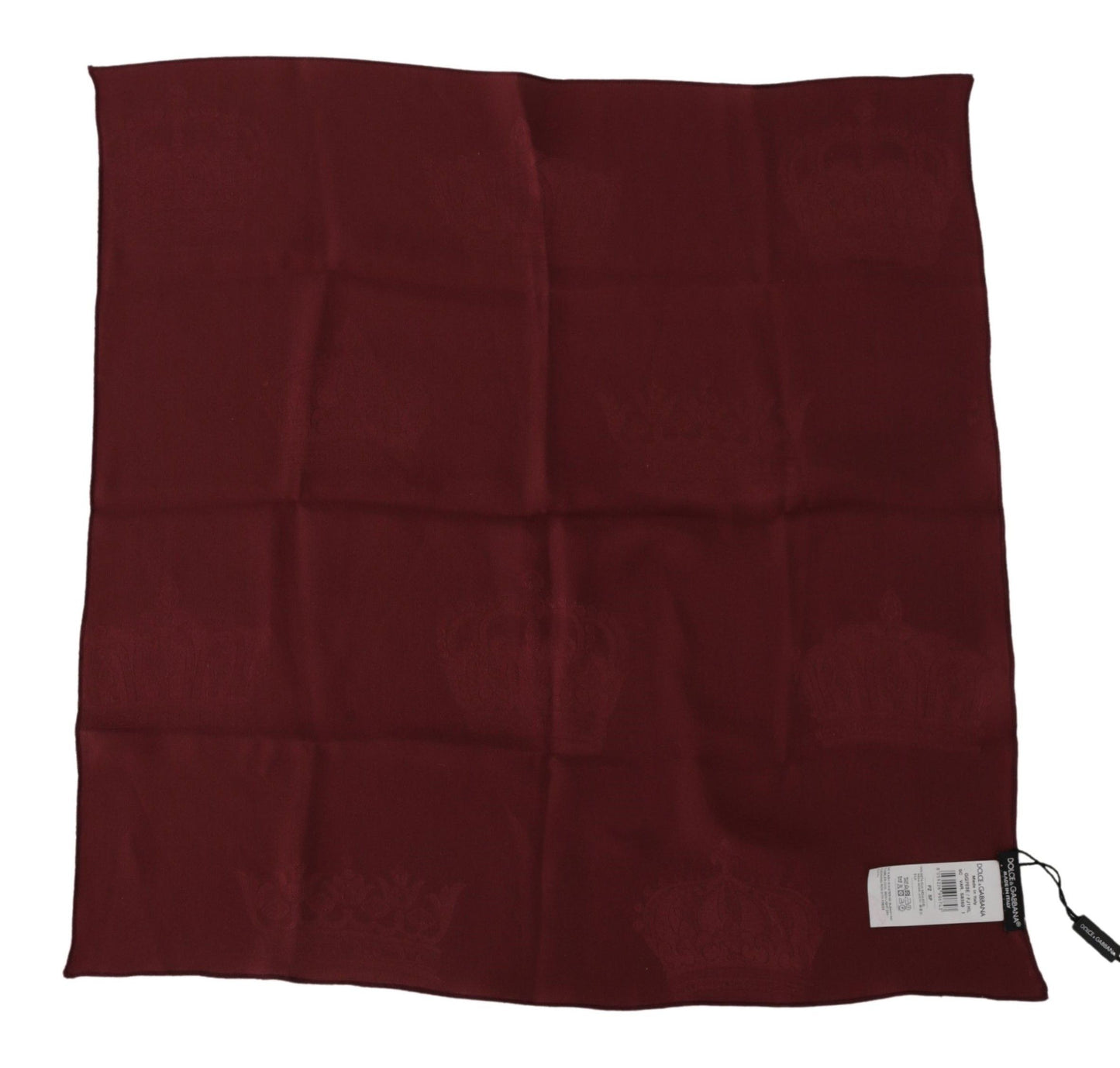Dolce & Gabbana Maroon Zijden Kroon Vierkante Wikkel Zakdoek Sjaal