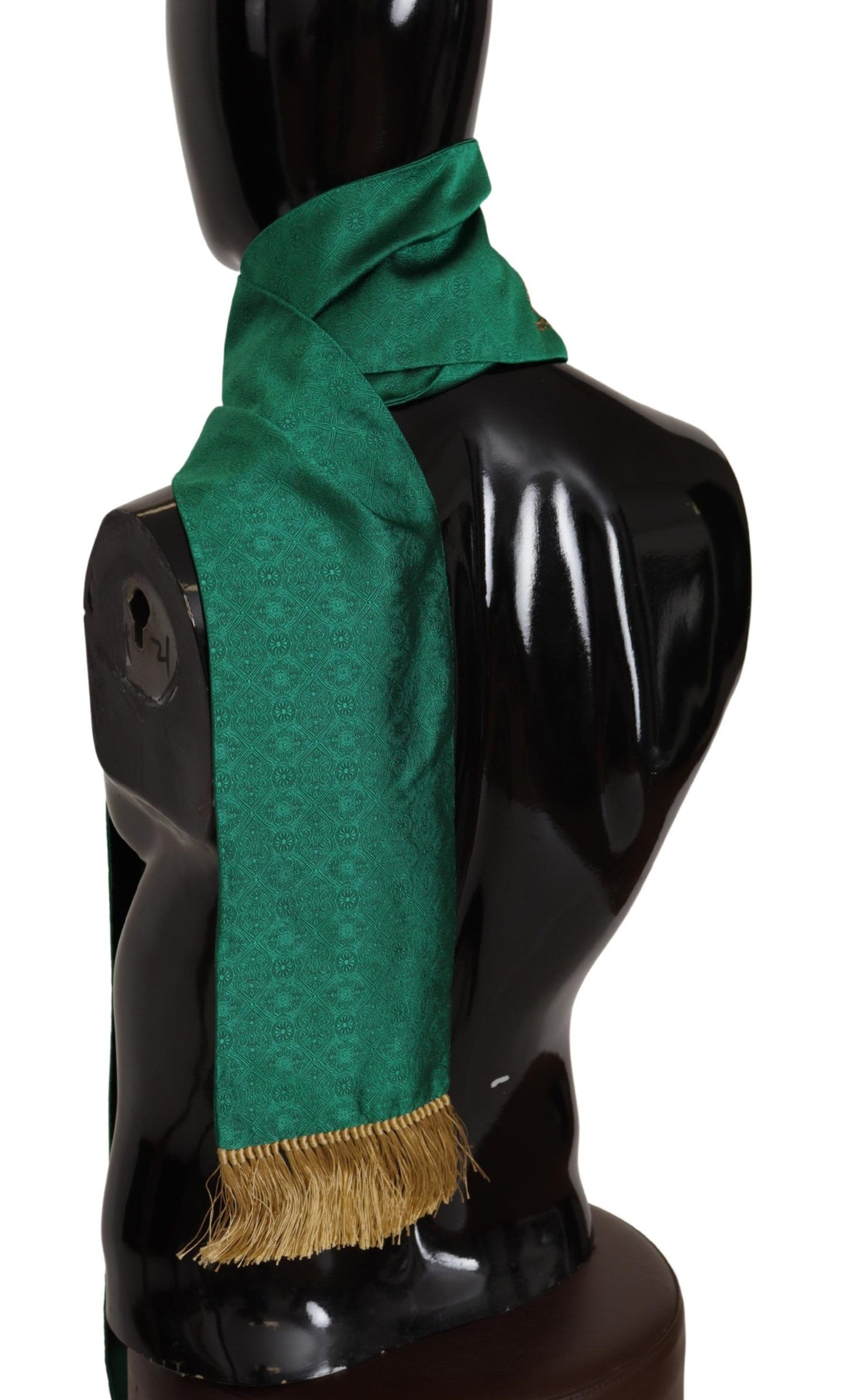 Dolce & Gabbana Châle brodé à franges en soie mélangée avec couronne verte