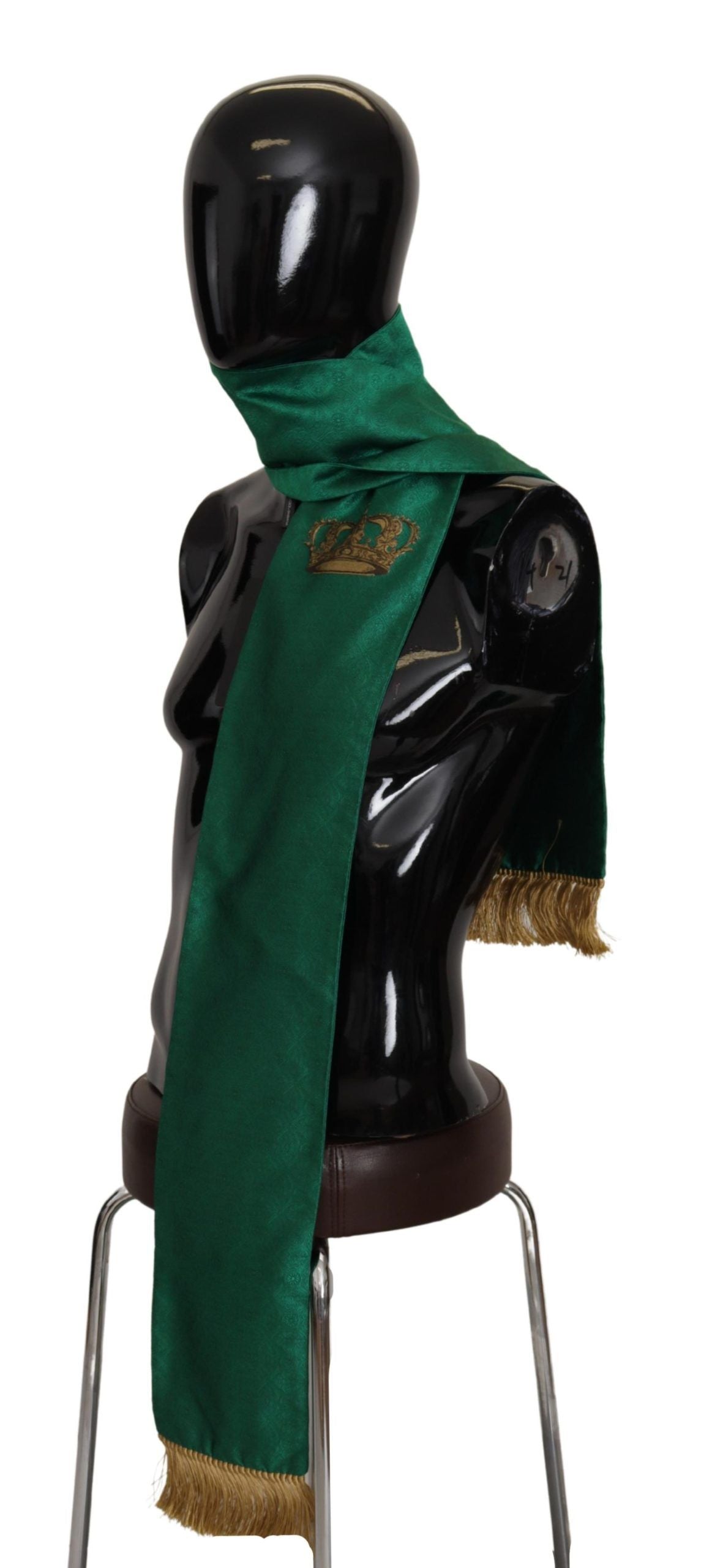 Dolce & Gabbana Châle brodé à franges en soie mélangée avec couronne verte