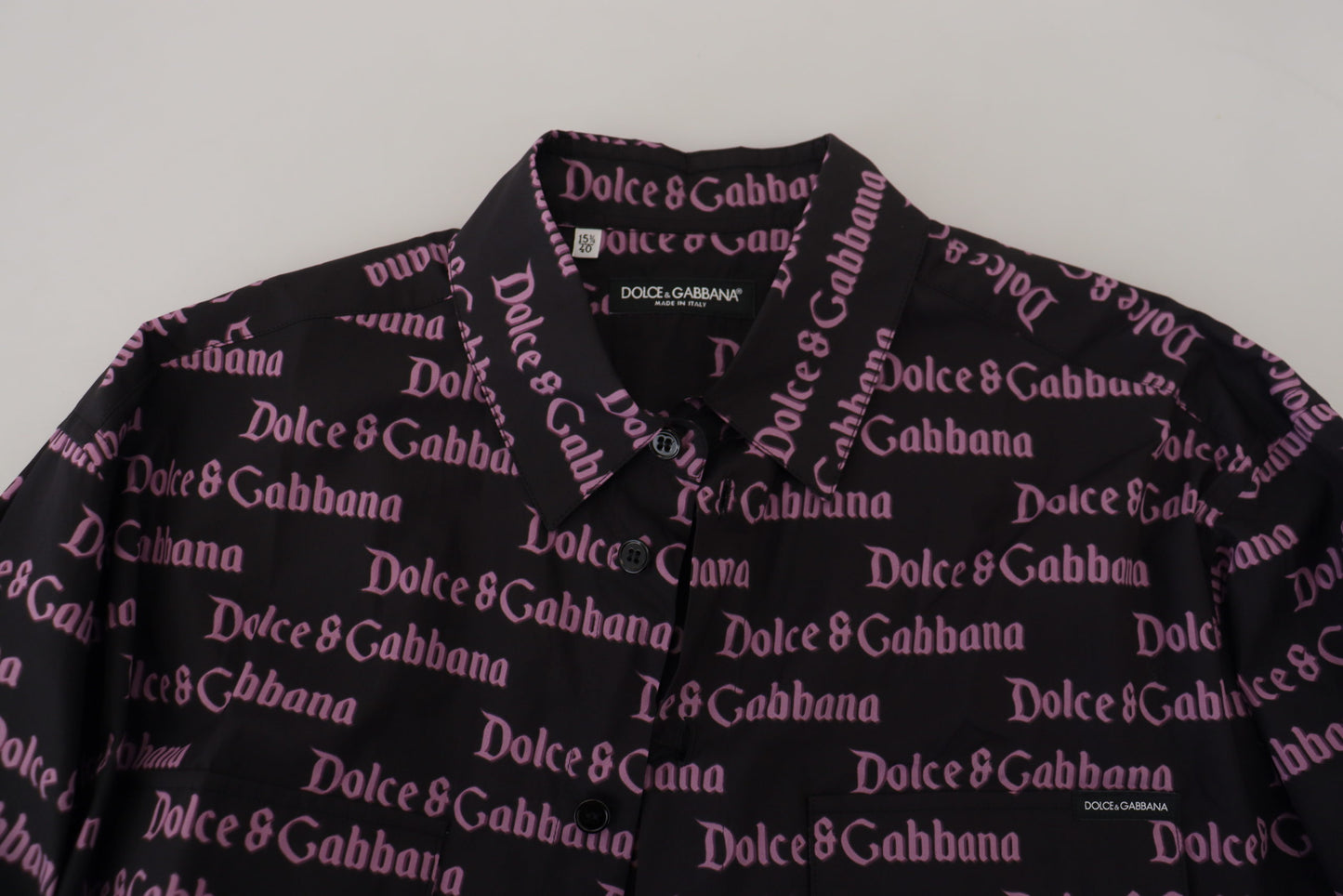 Dolce & Gabbana zwart paars logo slim fit overhemd, formeel.