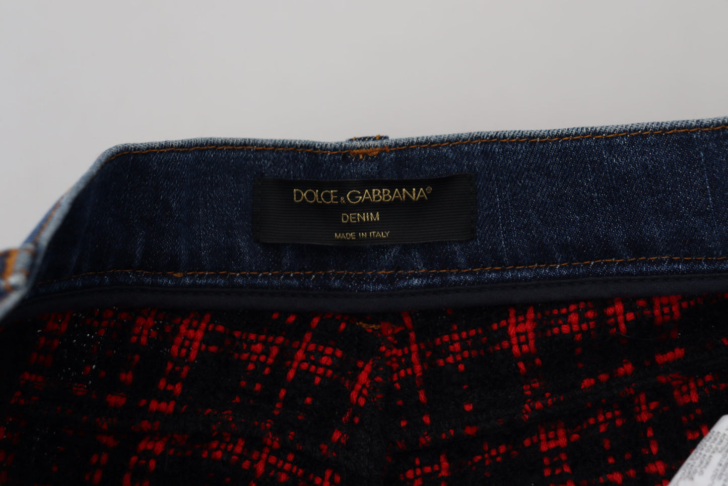 Jeans skinny bleu à carreaux Dolce & Gabbana