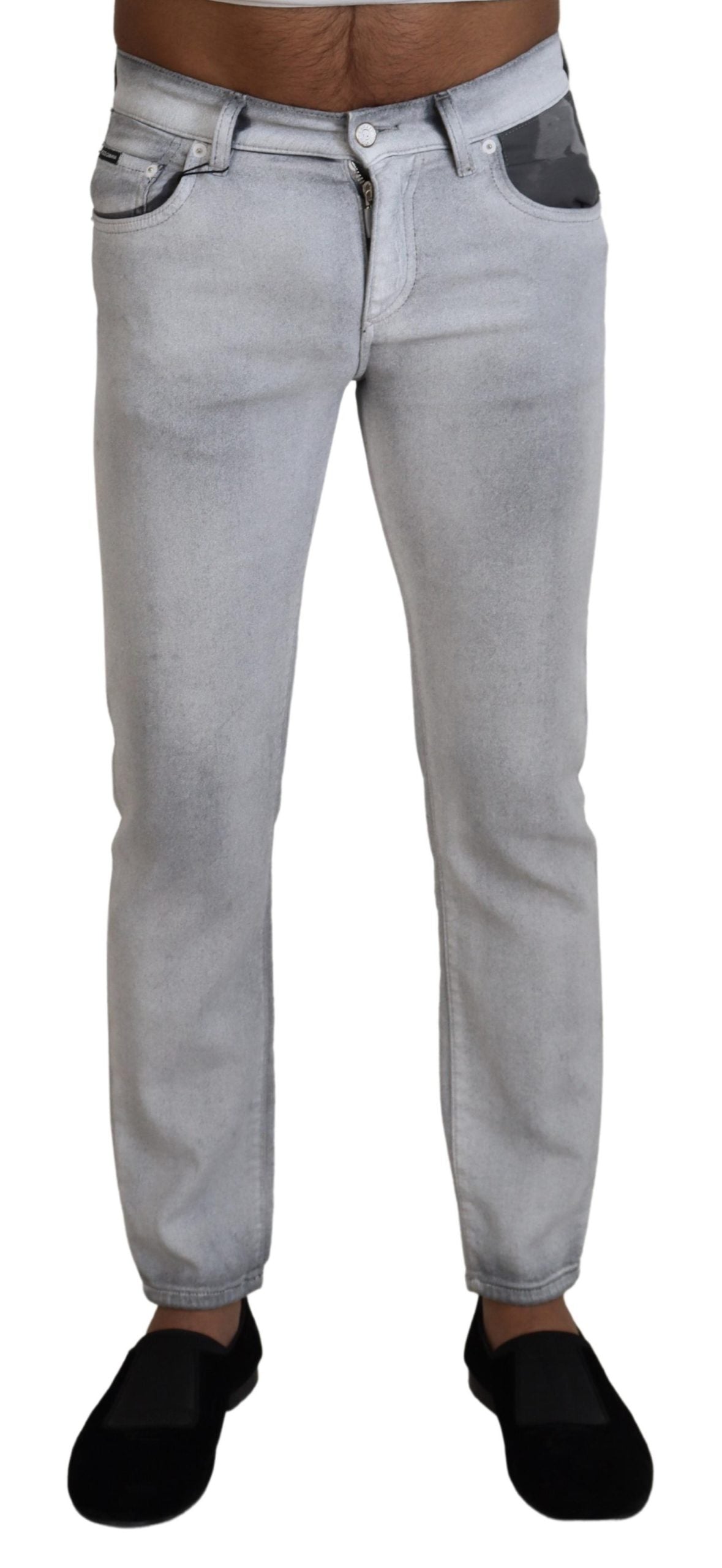 Jeans skinny en jean gris délavé pour homme de Dolce & Gabbana