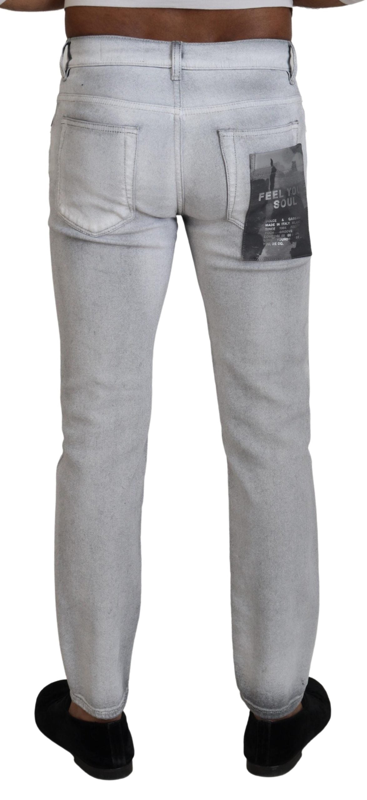 Jeans skinny en jean gris délavé pour homme de Dolce & Gabbana