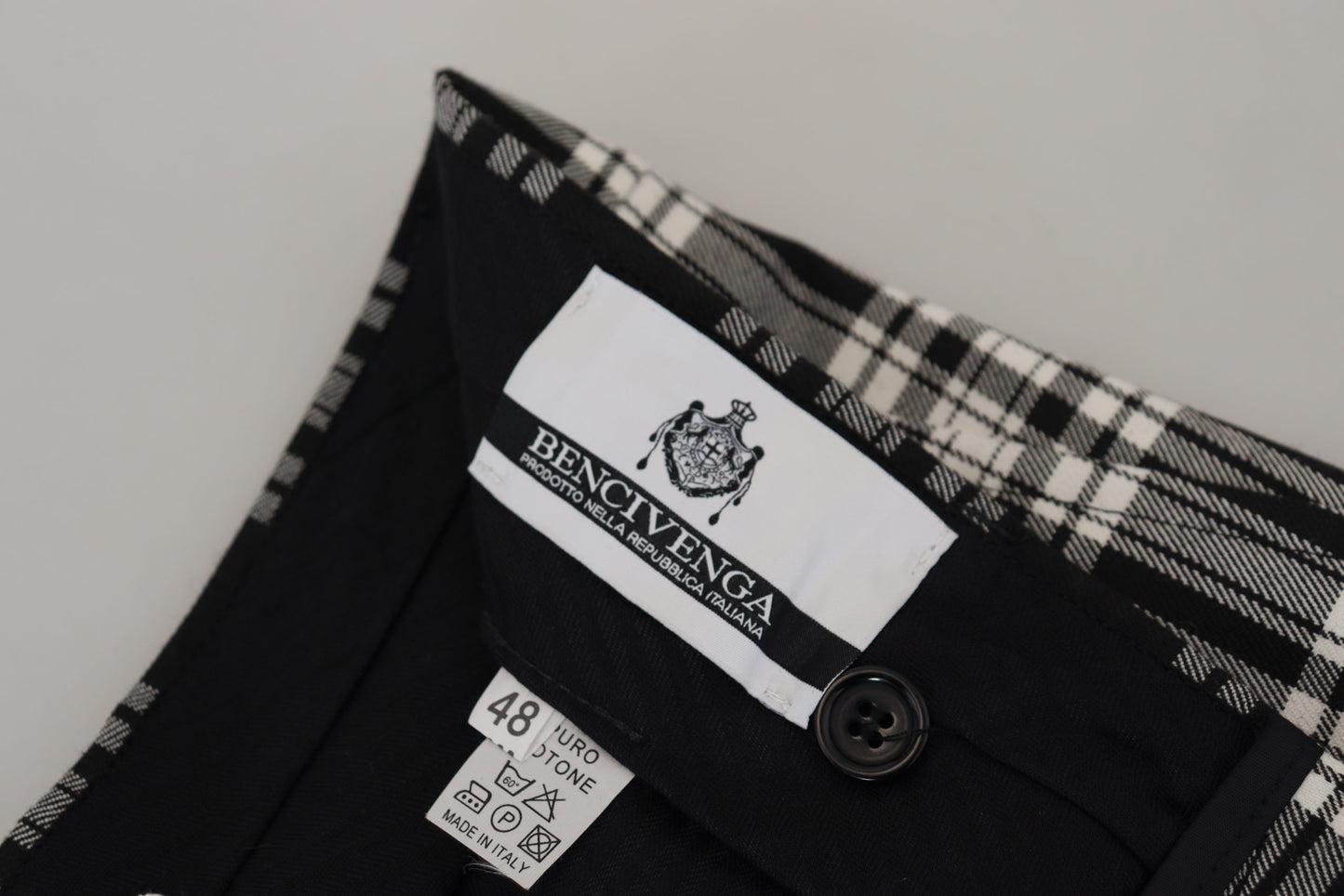 Pantalon décontracté homme en coton à carreaux noirs BENCIVENGA