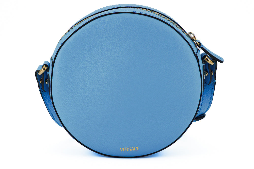 Versace Chic Blauwe Leren Ronde Schoudertas