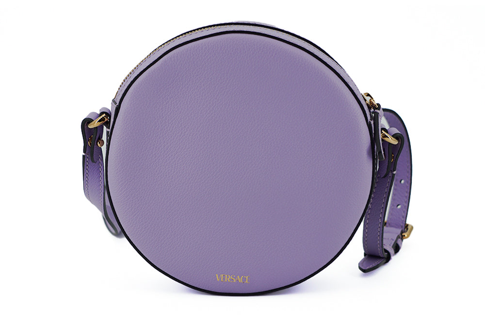 Sac à bandoulière rond violet élégant Versace