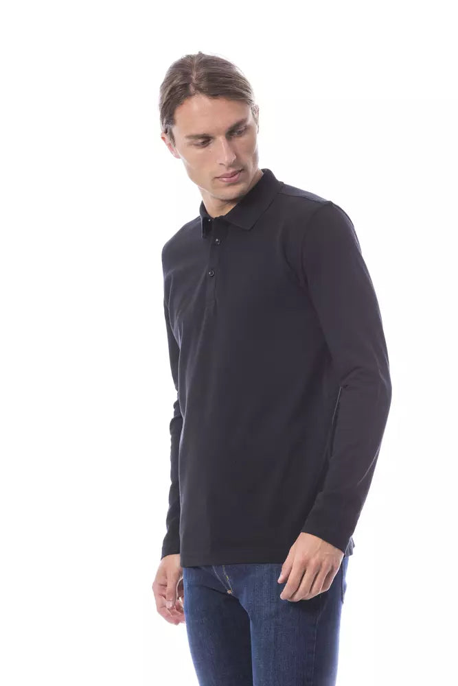 Polo homme à manches longues en coton noir Verri