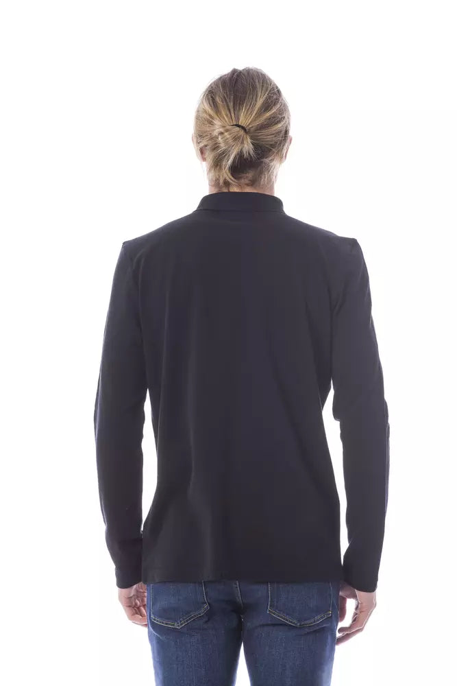 Polo homme à manches longues en coton noir Verri