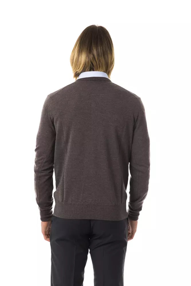 Pull en laine mérinos grise pour homme Uominitaliani