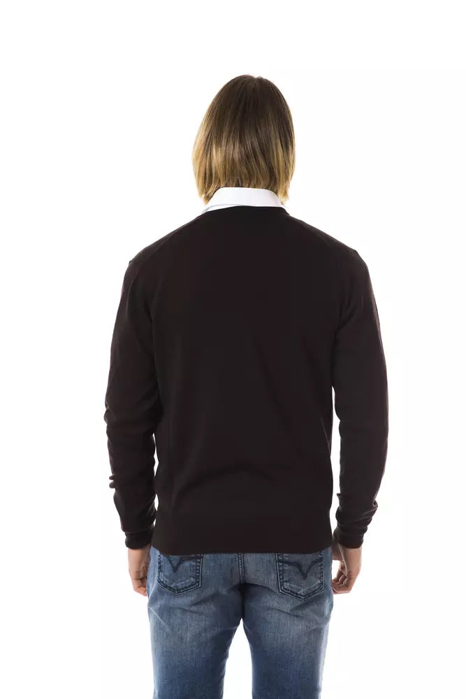 Pull en laine mérinos marron pour homme Uominitaliani