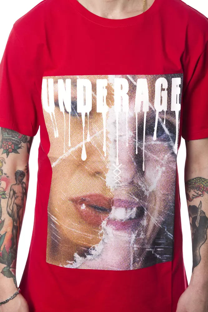 T-shirt homme en coton rouge Nicolo Tonetto