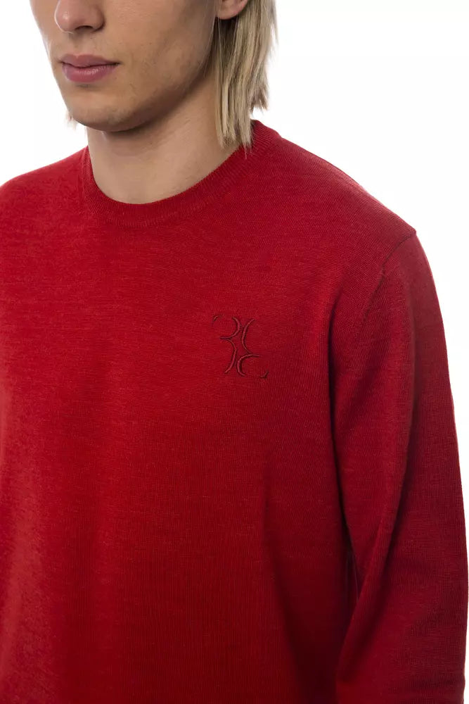 Pull homme en laine mérinos rouge de la haute couture italienne Billionaire