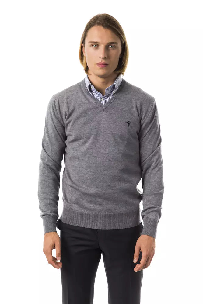 Pull en laine mérinos grise pour homme Uominitaliani