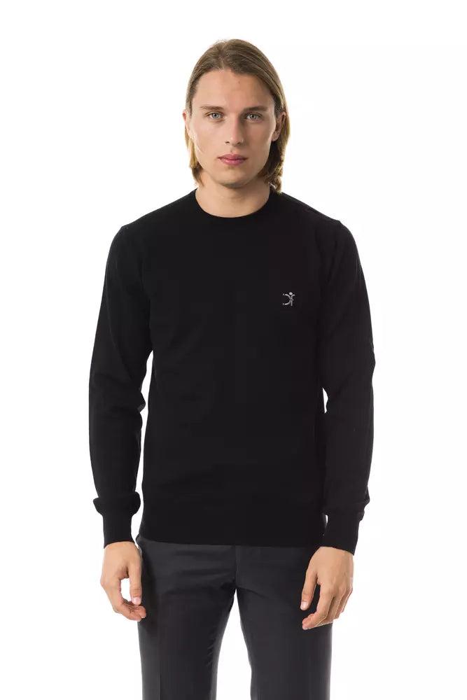 Pull en laine mérinos noire pour homme Uominitaliani