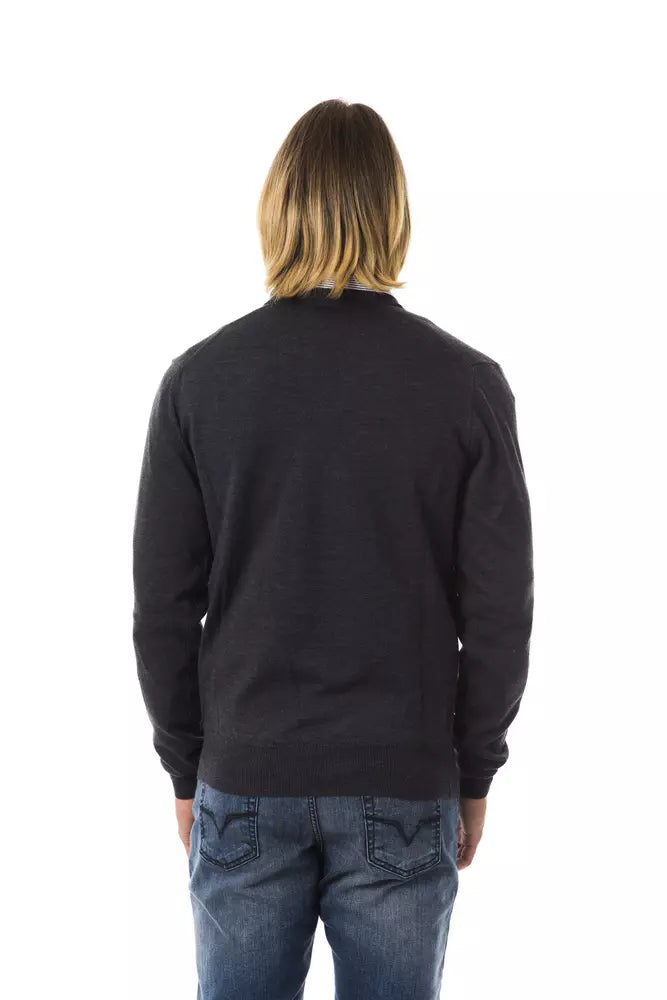 Pull en laine mérinos grise pour homme Uominitaliani