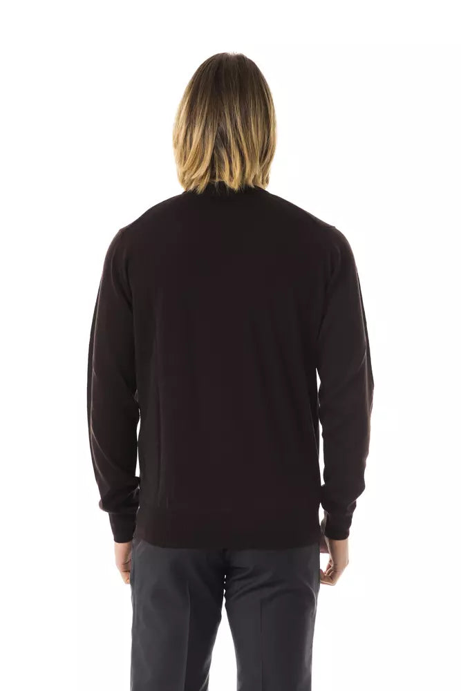 Pull en laine mérinos marron pour homme Uominitaliani