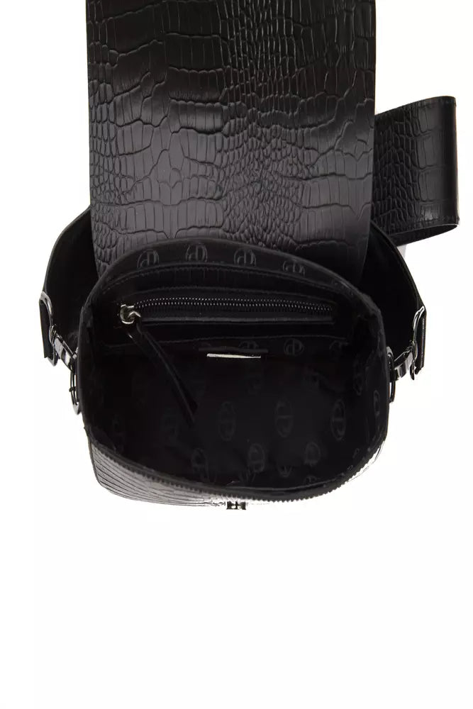 Sac bandoulière Pompei Donatella en cuir noir pour femme