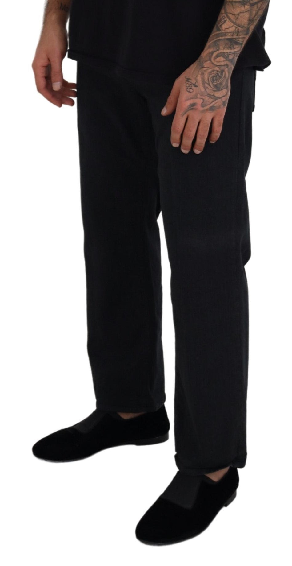 John Galliano zwarte katoenen casual jeans met gesp op de achterkant