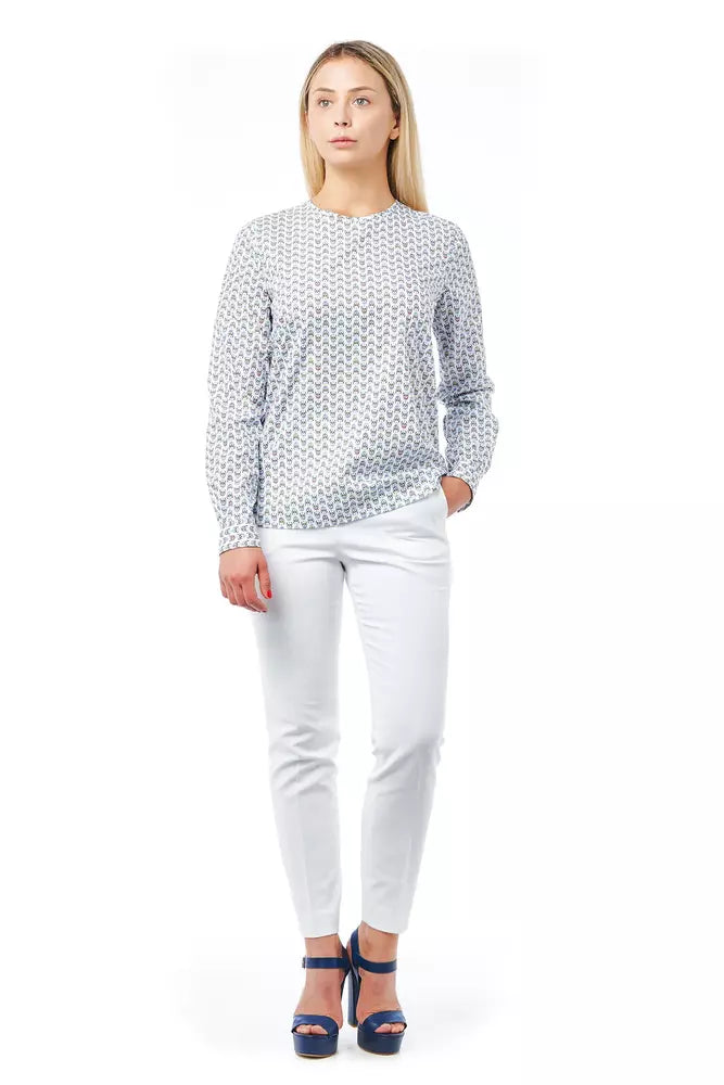 Chemise blanche en coton pour femme de Bagutta avec détail de fermeture à imprimé crâne.