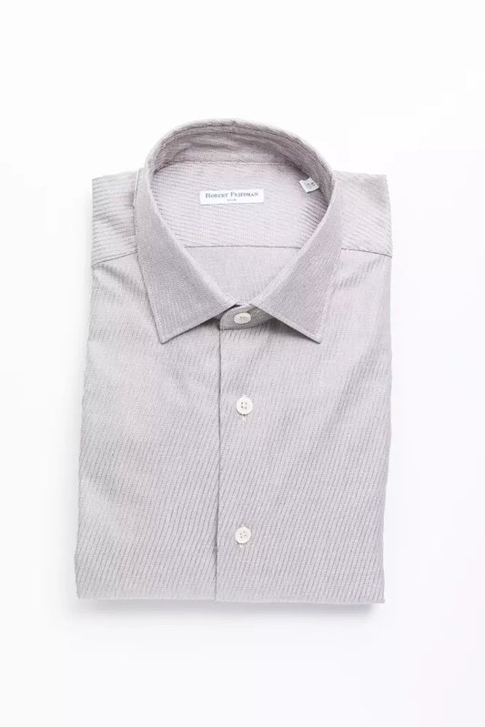 Robert Friedman beige katoenen herenshirt