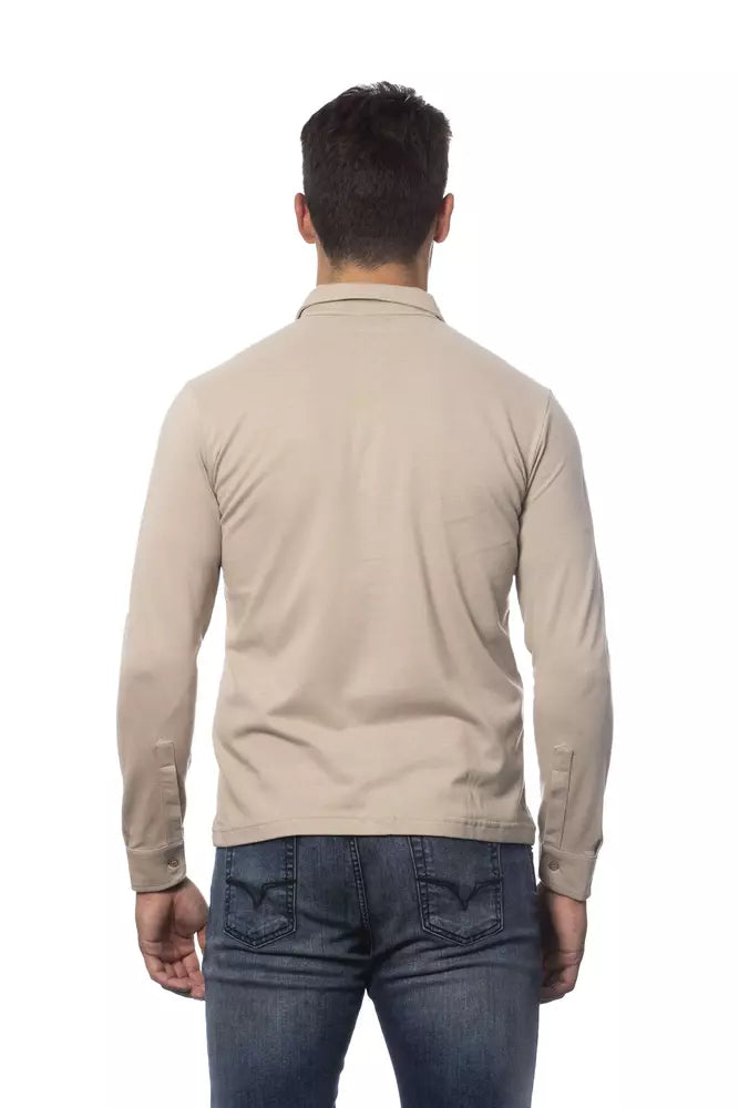 Chemise homme en coton beige Verri