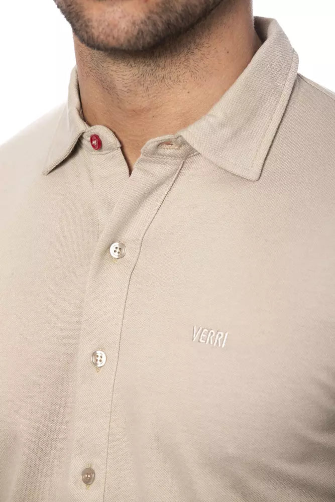 Chemise homme en coton beige Verri