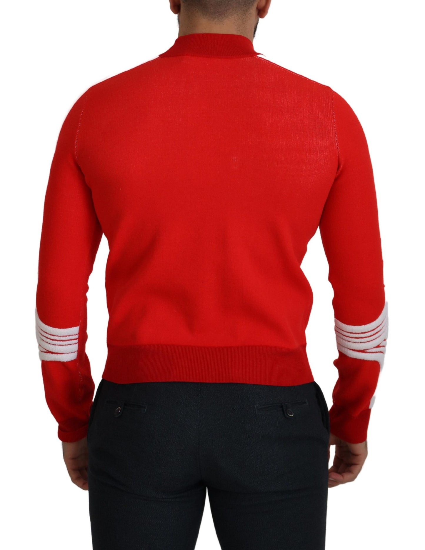 Pull en laine rouge à col rond pour homme avec logo imprimé GCDS