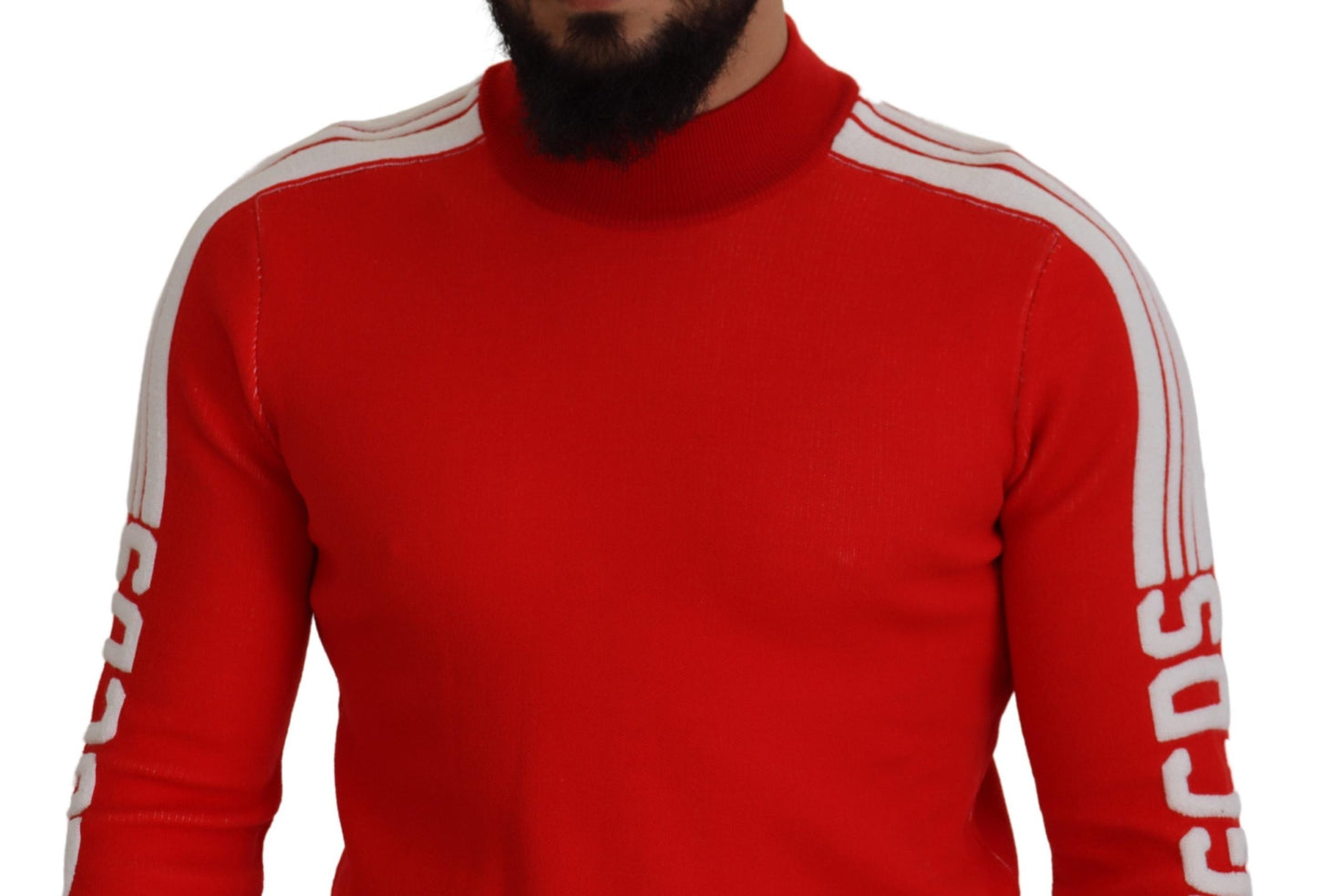 Pull en laine rouge à col rond pour homme avec logo imprimé GCDS