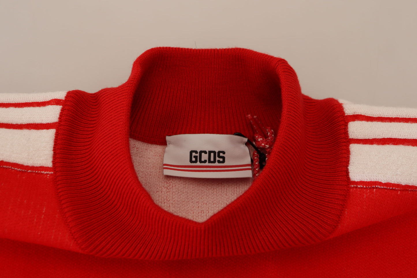 Pull en laine rouge à col rond pour homme avec logo imprimé GCDS