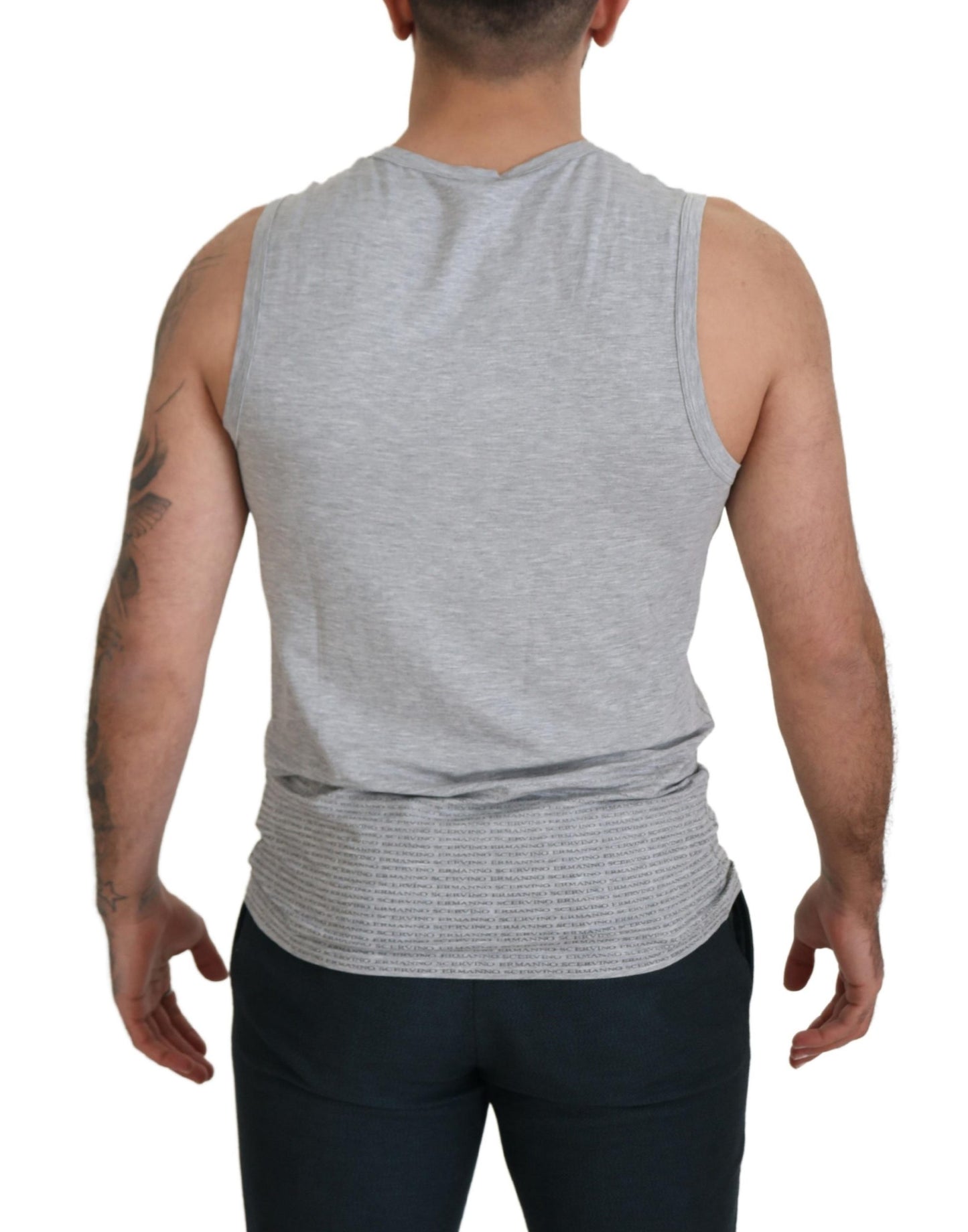 T-shirt pull en coton gris sans manches pour homme Ermanno Scervino