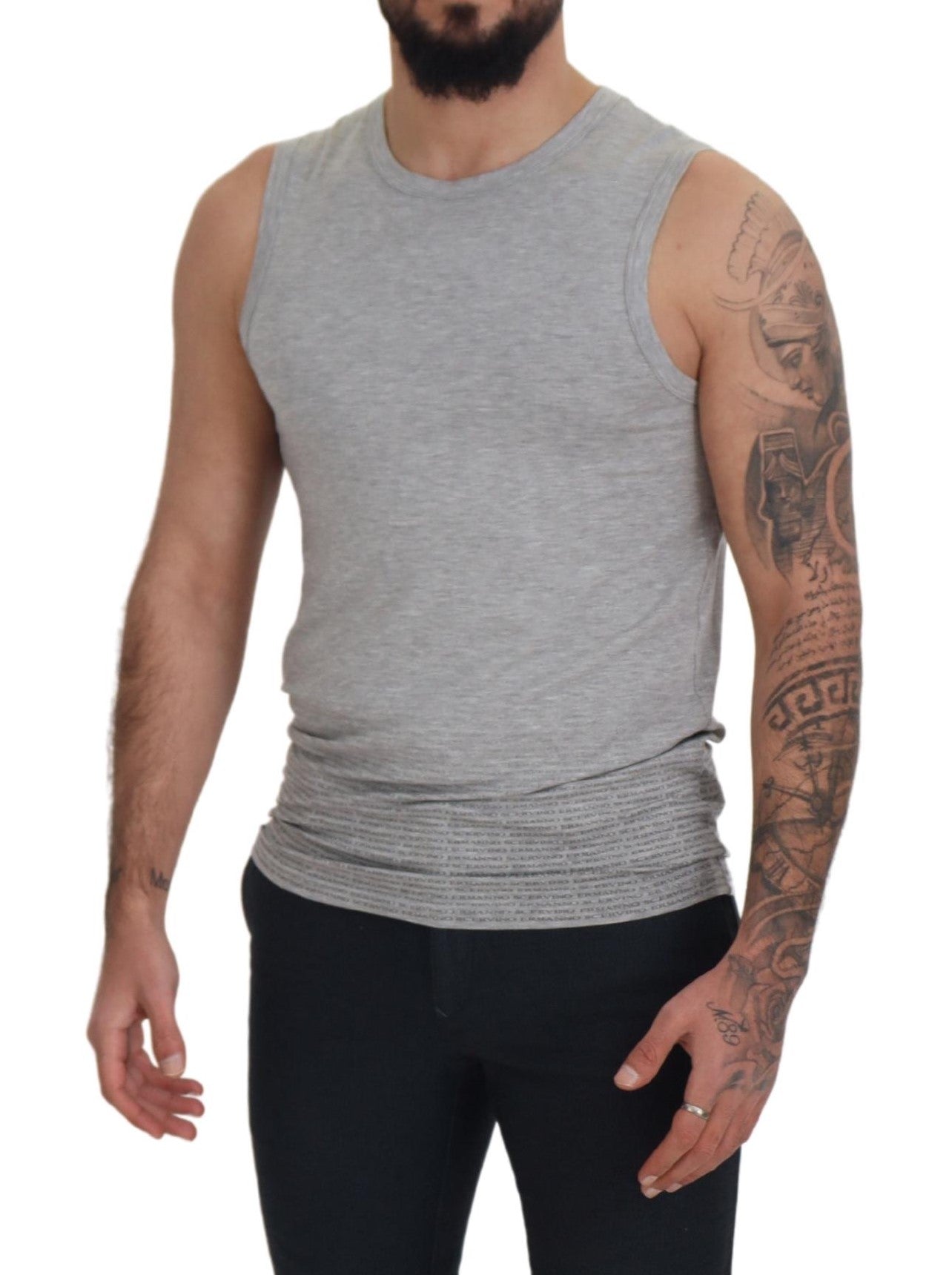T-shirt pull en coton gris sans manches pour homme Ermanno Scervino