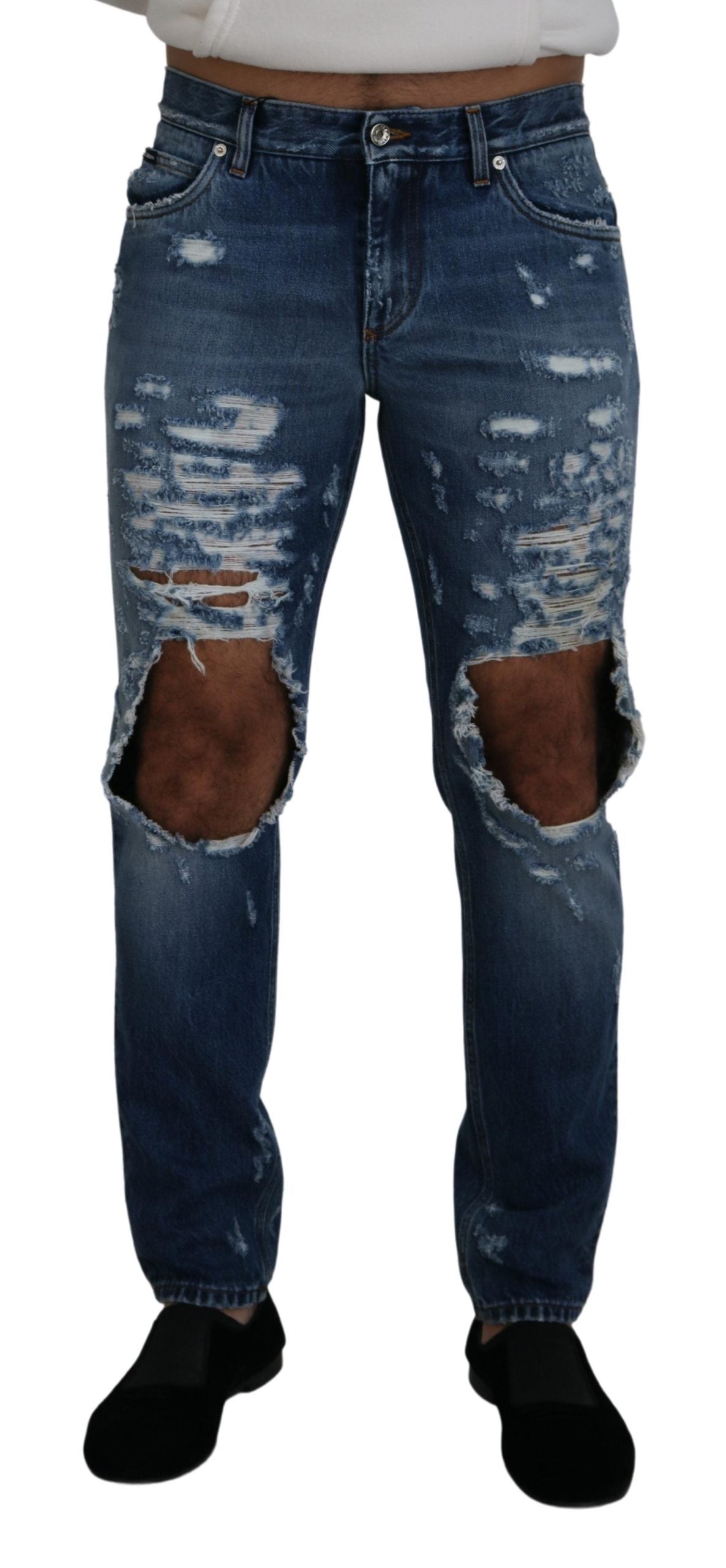 Jeans en jean délavé bleu en coton pour homme de Dolce & Gabbana