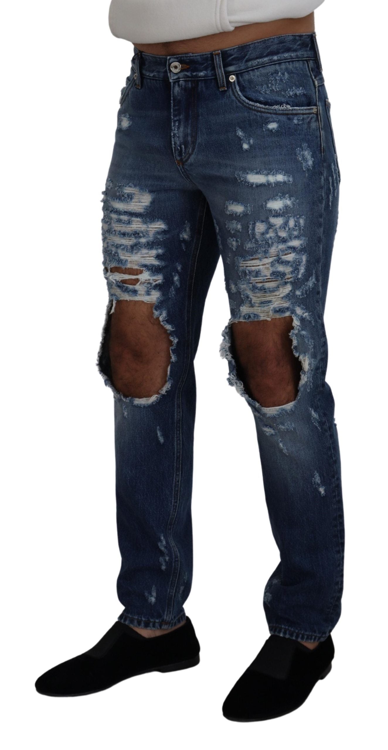 Jeans en jean délavé bleu en coton pour homme de Dolce & Gabbana