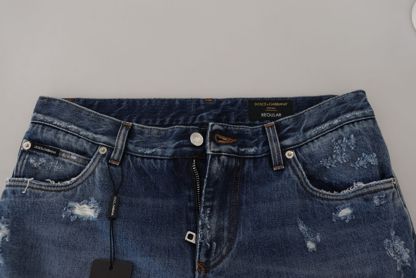Jeans en jean délavé bleu en coton pour homme de Dolce & Gabbana