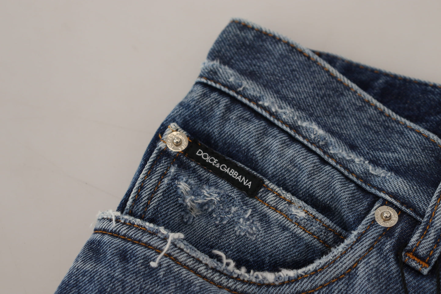Jeans en jean délavé bleu en coton pour homme de Dolce & Gabbana