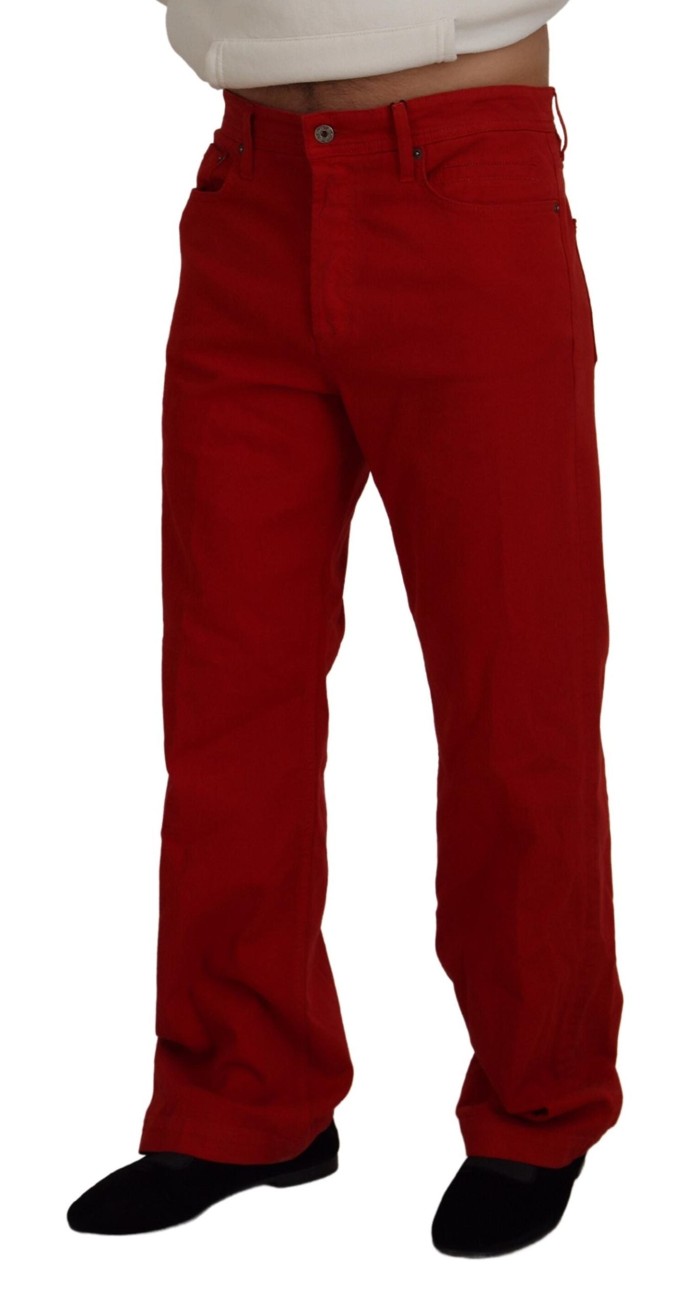 Dolce & Gabbana Rode Rechte Mannen Jeans van Katoen