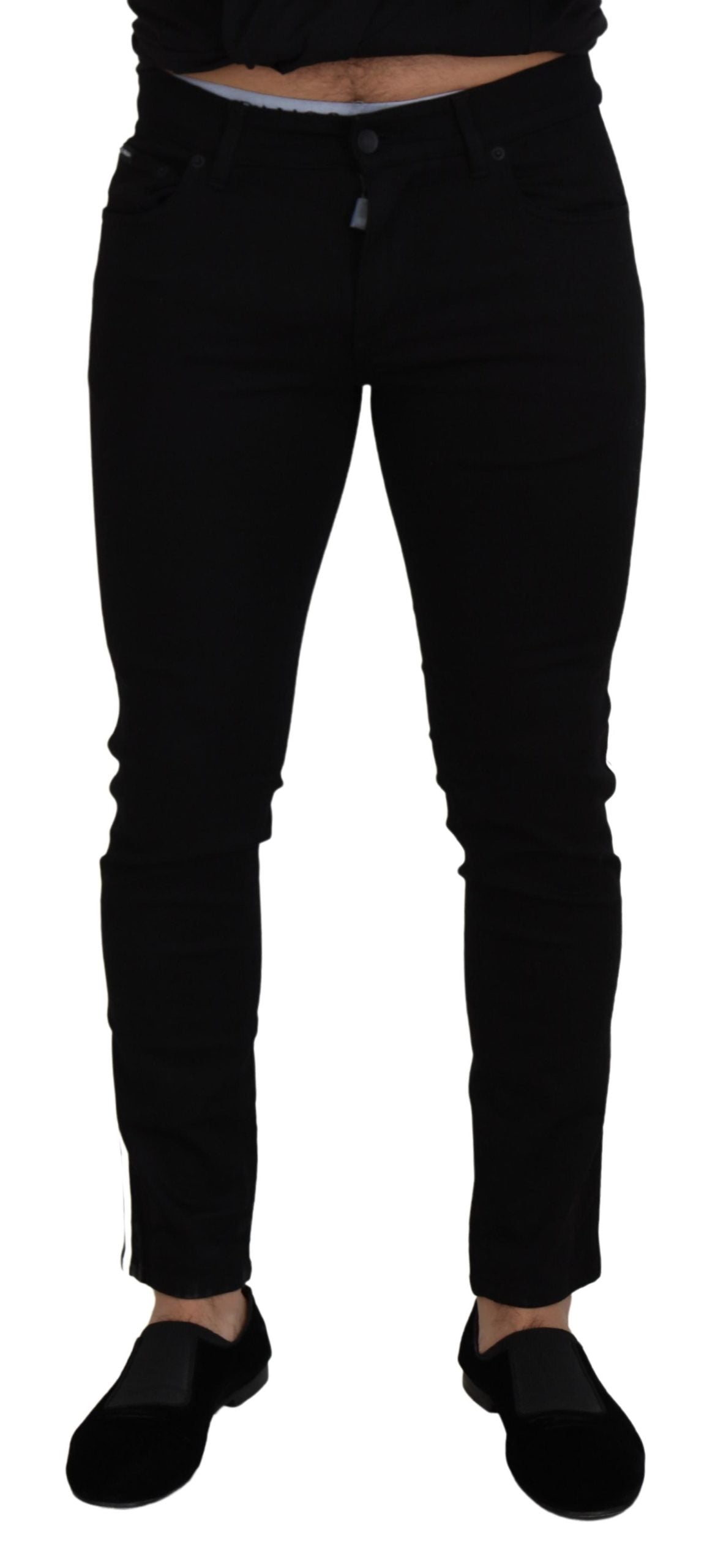 Jean en jean noir en coton avec couronne DG pour homme de Dolce & Gabbana