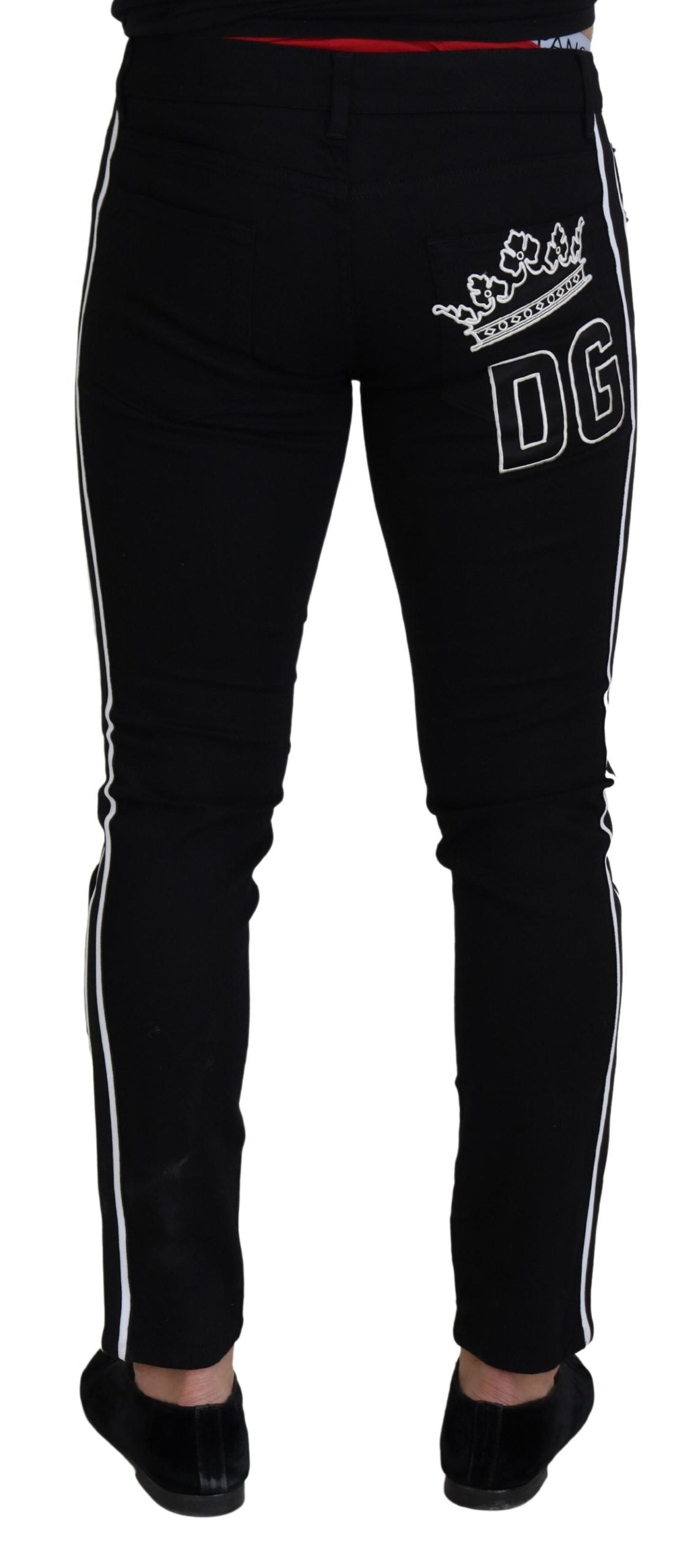 Jean en jean noir en coton avec couronne DG pour homme de Dolce & Gabbana