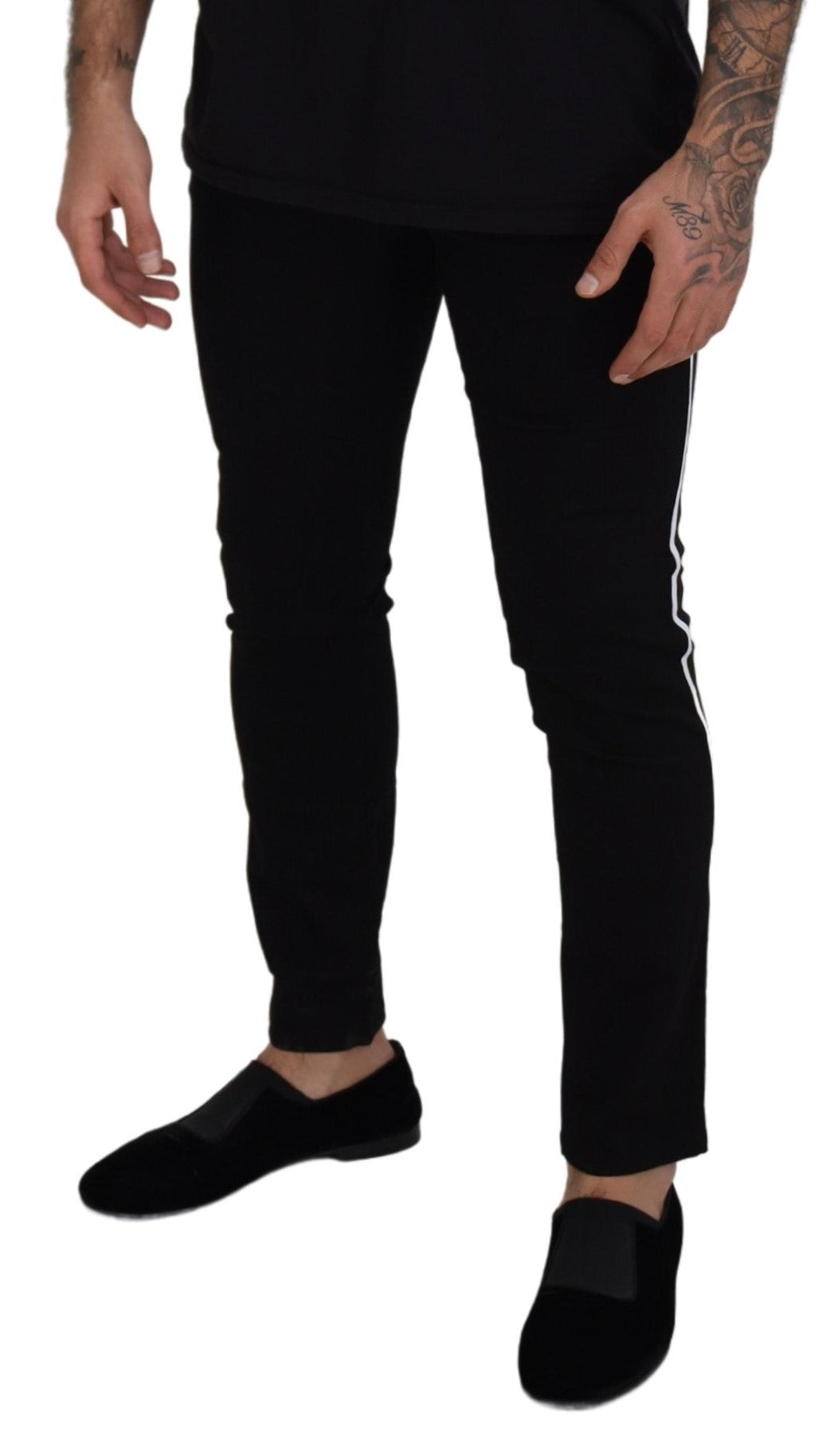 Jean en jean noir en coton avec couronne DG pour homme de Dolce & Gabbana