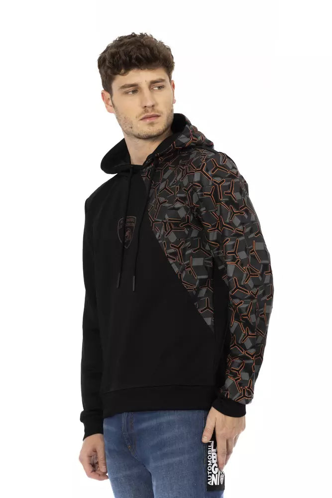 Pull à capuche noir en coton pour homme Automobili Lamborghini