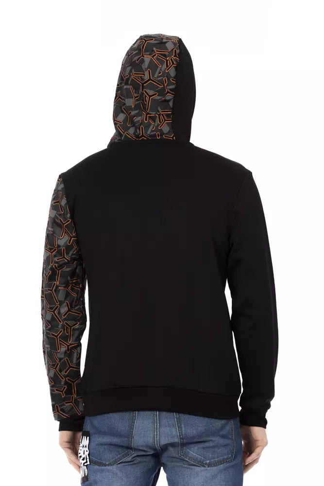 Pull à capuche noir en coton pour homme Automobili Lamborghini